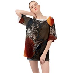 Fresh Water Tomatoes Oversized Chiffon Top by ConteMonfrey