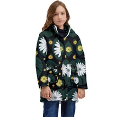 Background Pattern Texture Flower Kid s Hooded Longline Puffer Jacket by Wegoenart