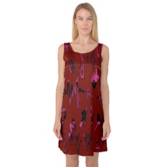 Doodles Maroon Sleeveless Satin Nightdress by nateshop