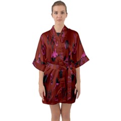 Doodles Maroon Half Sleeve Satin Kimono  by nateshop