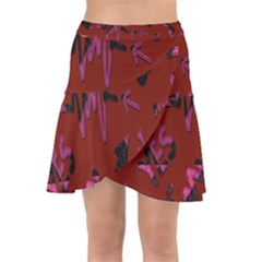 Doodles Maroon Wrap Front Skirt by nateshop