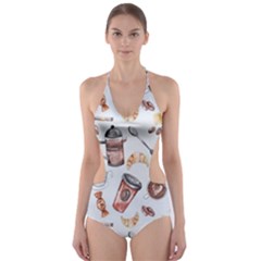 Coffee Coffeemania Caffeine Cut-out One Piece Swimsuit by Wegoenart