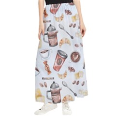 Coffee Coffeemania Caffeine Maxi Chiffon Skirt by Wegoenart