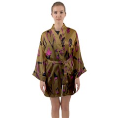 Doodles,gold Long Sleeve Satin Kimono by nateshop