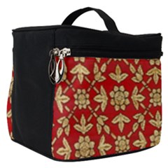 Gold-red Flower Make Up Travel Bag (small) by nateshop