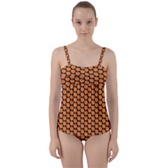 Cute Pumpkin Black Small Twist Front Tankini Set by ConteMonfrey