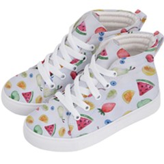 Fruit Summer Vitamin Watercolor Kids  Hi-top Skate Sneakers by Wegoenart