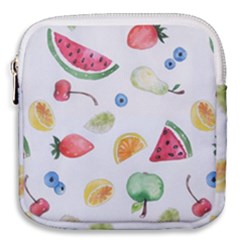 Fruit Summer Vitamin Watercolor Mini Square Pouch by Wegoenart