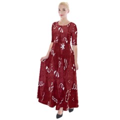 Rhomboid Half Sleeves Maxi Dress by nateshop