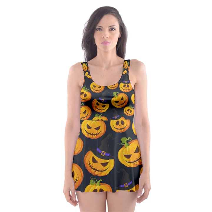 Jack O Lantern  Skater Dress Swimsuit