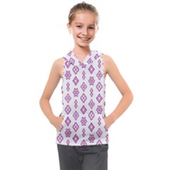 Geometric Pattern Purple Pattern Kids  Sleeveless Hoodie by Ravend