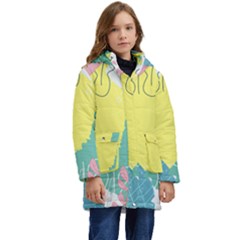 Plants Leaves Border Frame Kid s Hooded Longline Puffer Jacket by Ravend