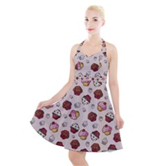 Cake Cupcake Sweet Dessert Food Halter Party Swing Dress  by Ravend