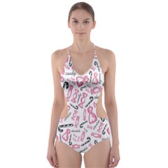 Candy Pink Black-cute Sweat Cut-out One Piece Swimsuit by Ravend