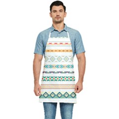 Pattern Colored Line Watercolor Painting Blue Color Splash Kitchen Apron by danenraven