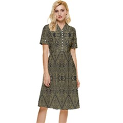 Texture-2 Button Top Knee Length Dress by nateshop