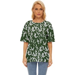 Leaves Pattern Wallpaper Watercolor Oversized Basic Tee by Wegoenart