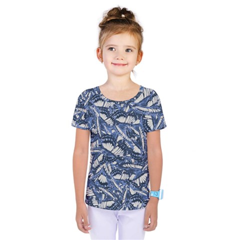 Butterflies Motif Collage Pattern Kids  One Piece Tee by dflcprintsclothing