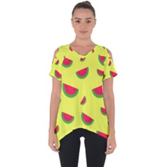 Watermelon Pattern Wallpaper Cut Out Side Drop Tee by Wegoenart