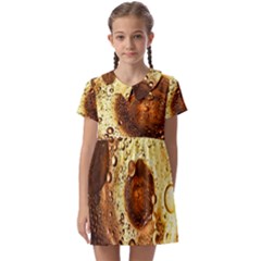 Olive Oil Bubbles Gold Oil Food Kids  Asymmetric Collar Dress by Wegoenart