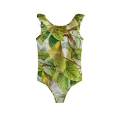 Pear Fruit Tree Organic Pattern Kids  Frill Swimsuit by Wegoenart