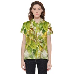 Pear Fruit Tree Organic Pattern Short Sleeve Pocket Shirt by Wegoenart