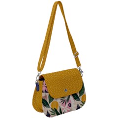 Floral Plants Jungle Polka 1 Saddle Handbag by flowerland