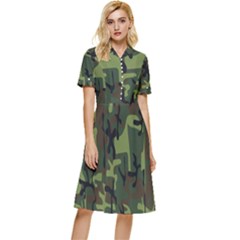 Camouflage-1 Button Top Knee Length Dress by nateshop