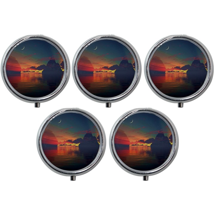 Digital Art Artwork Fantasy Landscape Sky Nature Mini Round Pill Box (Pack of 5)