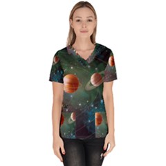 Planet Galaxy Fantasy Women s V-neck Scrub Top by danenraven