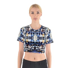 Cobalt Symmetry Cotton Crop Top by kaleidomarblingart