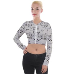 Pattern Wallpaper Math Formula Albert Einstein Long Sleeve Cropped Velvet Jacket by danenraven