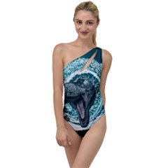 Dinosaur Sea Boat Fantasy To One Side Swimsuit by Wegoenart