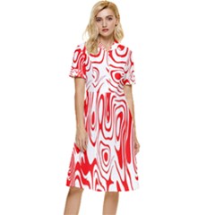 Red Button Top Knee Length Dress by nateshop