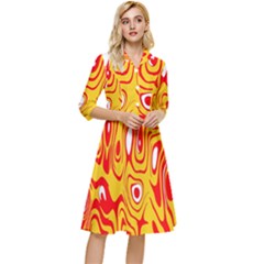 Red-yellow Classy Knee Length Dress by nateshop