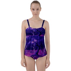 Forest Night Heaven Cloud Nature Twist Front Tankini Set by Wegoenart