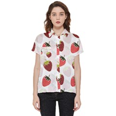 Strawberry Fruit Pattern Background Short Sleeve Pocket Shirt by Wegoenart