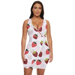 Strawberry Fruit Pattern Background Draped Bodycon Dress by Wegoenart