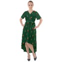 Christmas Background Green Pattern Front Wrap High Low Dress View1