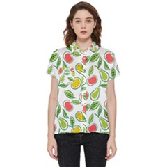 Fruit Fruits Food Illustration Background Pattern Short Sleeve Pocket Shirt by Ravend