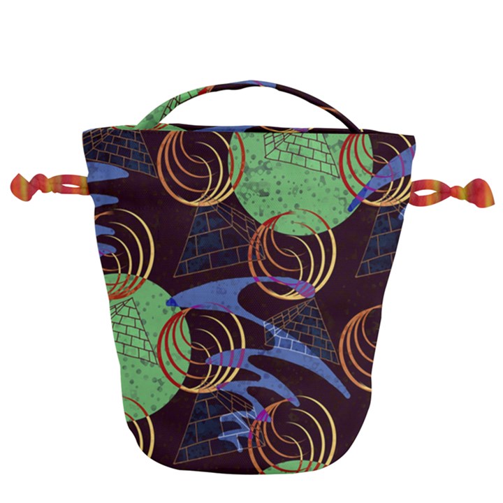 Pyramid Sphere Colorful Background Drawstring Bucket Bag