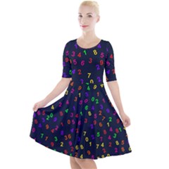 Number Digit Learning Education Quarter Sleeve A-line Dress by Wegoenart