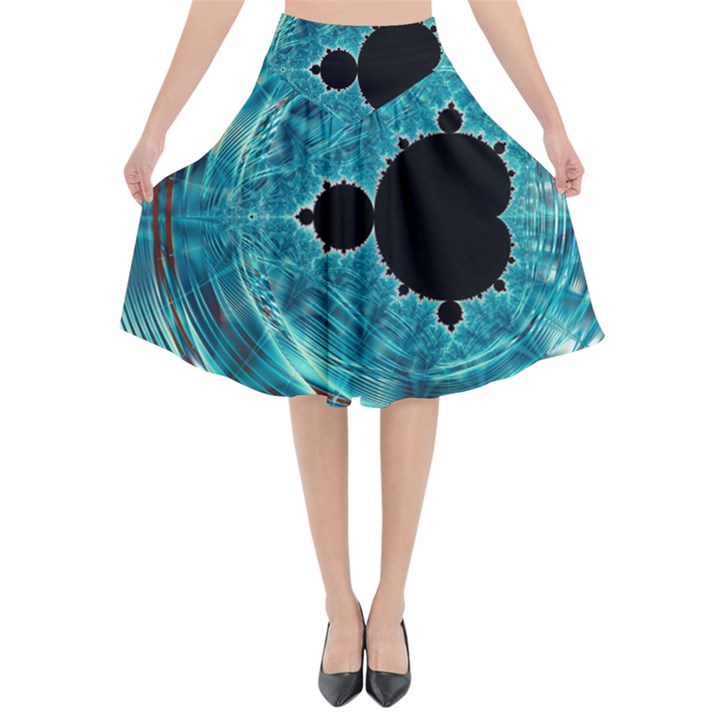 Mandelbrot Apple Fractal Abstract Flared Midi Skirt