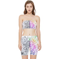 Anatomy Brain Head Medical Psychedelic  Skull Stretch Shorts And Tube Top Set by danenraven