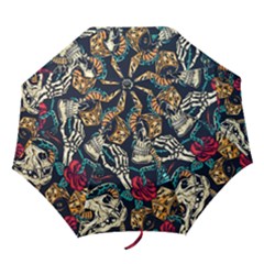 Vintage Art Tattoos Colorful Seamless Pattern Folding Umbrellas by Ravend