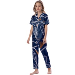 Chains Seamless Pattern Kids  Satin Short Sleeve Pajamas Set by Ravend