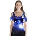 Tardis Background Space Butterfly Sleeve Cutout Tee  View1