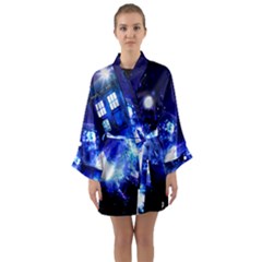 Tardis Background Space Long Sleeve Satin Kimono by Jancukart