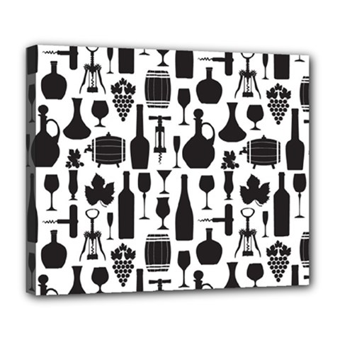 Wine Pattern Black White Deluxe Canvas 24  X 20  (stretched) by Jancukart