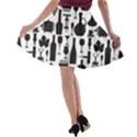 Wine Pattern Black White A-line Skater Skirt View2